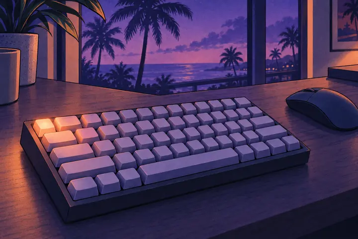 PC keyboard with the key left of 1 glowing
