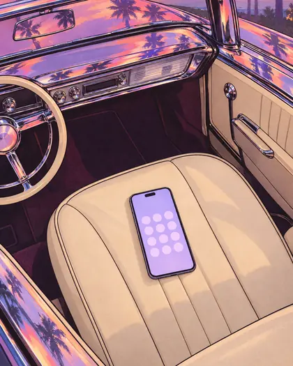 Smartphone showing a dial pad on the seat of a convertible